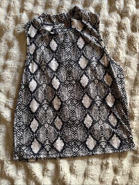 Caution To The Wind Black and White Snake Print Sleeveless Top